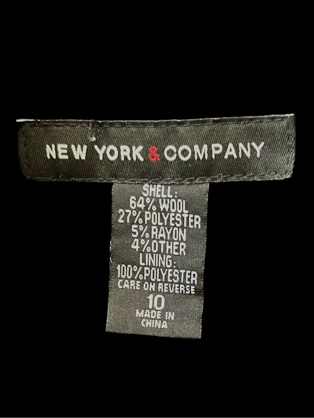 New York & Company Black Double-Breasted Wool Blend Pea Coat Size 10